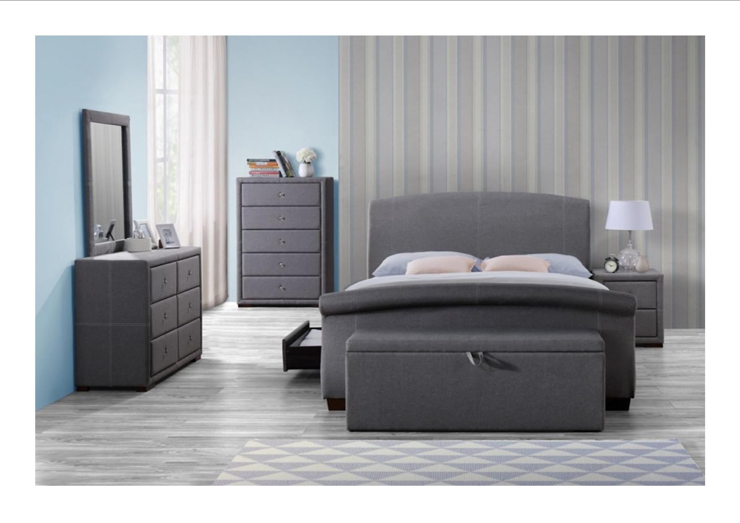 Bedroom Storage Boxes
 Birlea Sorrento Grey Fabric Bedroom Furniture Bedside