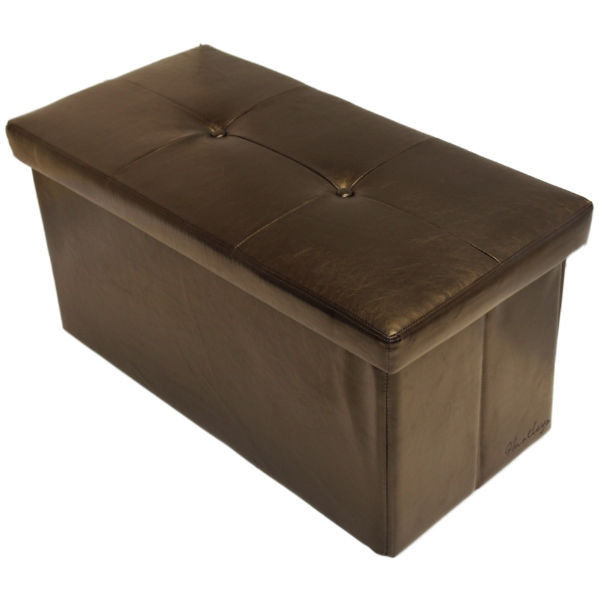 Bedroom Storage Boxes
 FOLDING BROWN OTTOMAN STORAGE TOY CHEST BEDDING BOX FAUX