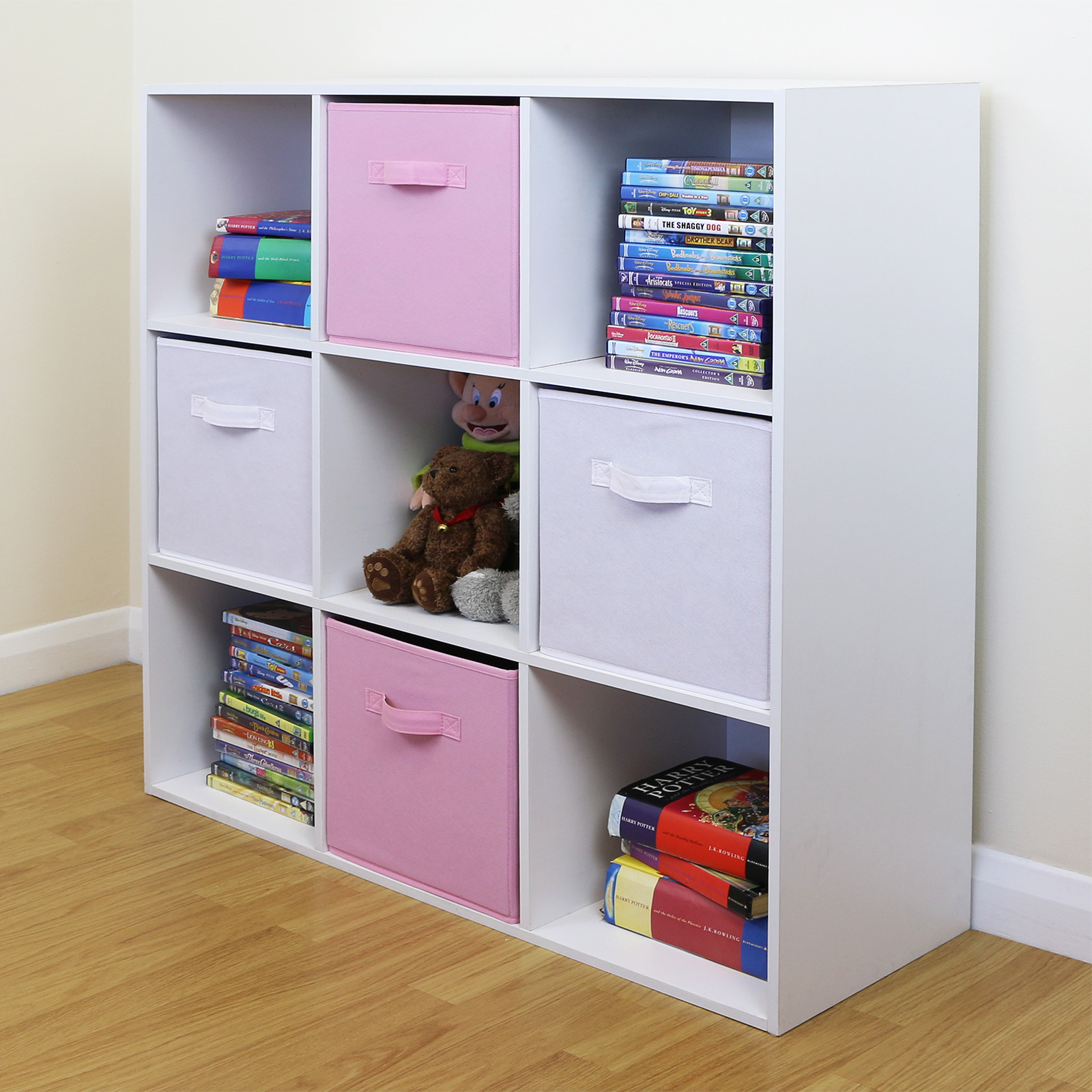 Bedroom Storage Boxes
 9 Cube Kids Pink & White Toy Games Storage Unit Girls Boys