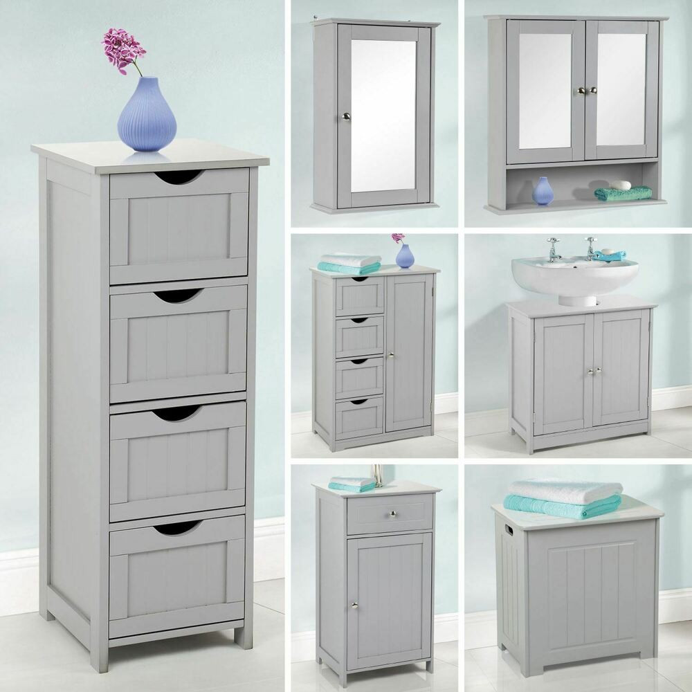 Bedroom Storage Cabinets
 Grey Wooden Bathroom Cabinet Shelf Cupboard Bedroom