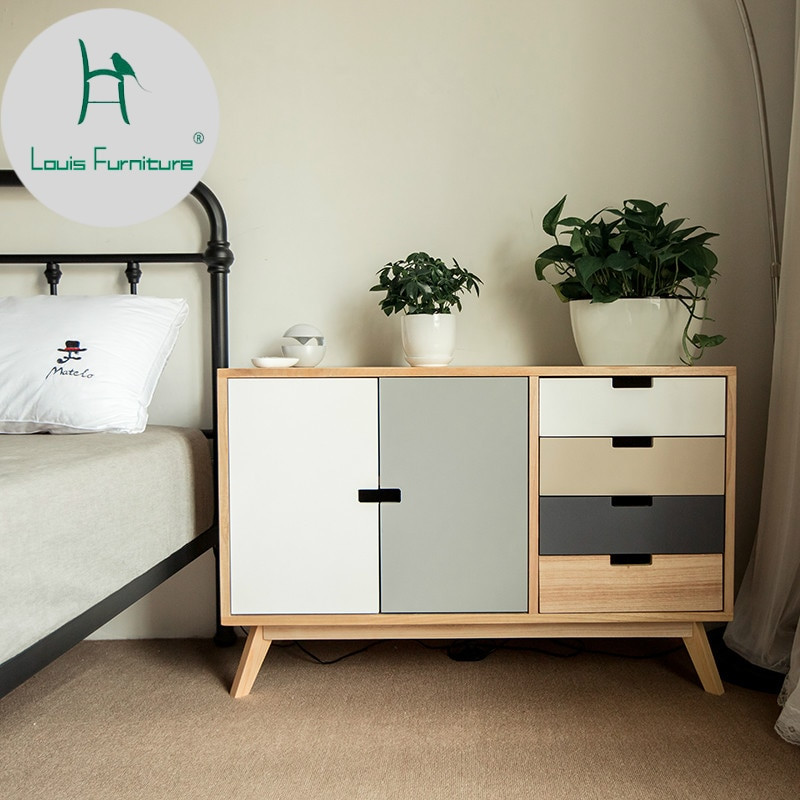 Bedroom Storage Cabinets
 Louis Fashion Solid Wood Nightstand Simple Modern Bedroom