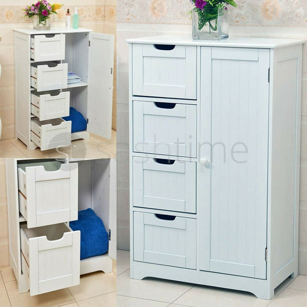 Bedroom Storage Cabinets
 NEW WHITE WOODEN CABINET WITH 4 DRAWERS & CUPBOARD STORAGE