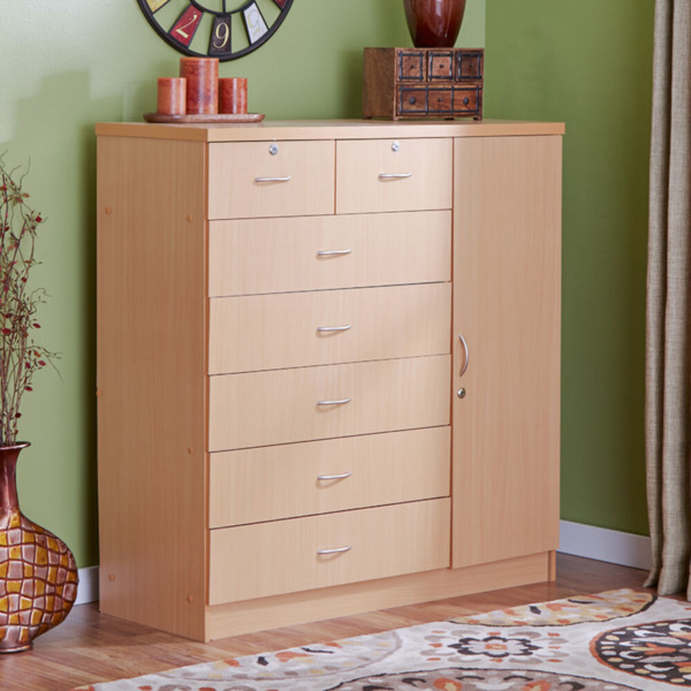 Bedroom Storage Cabinets
 Natural Bedroom Dresser 7 Drawers Chest Storage Cabinet