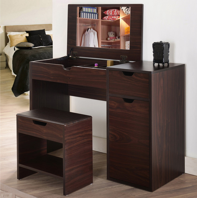 Bedroom Vanity With Storage
 Furniture of America Laurel Multi Storage Vanity Table