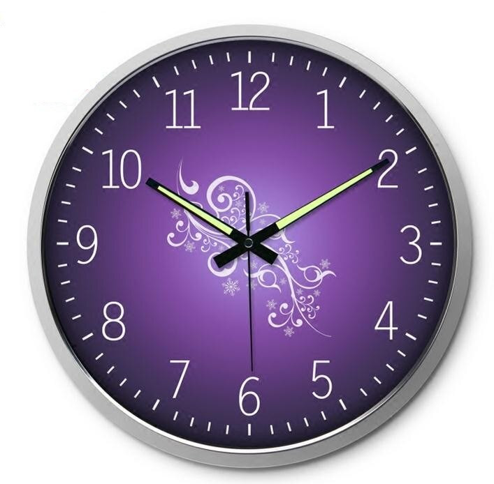 Bedroom Wall Clock
 Purple 14 inches round luminous sitting room bedroom wall