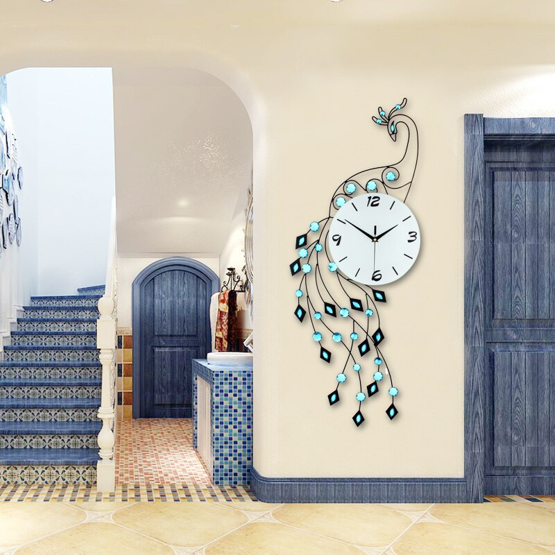 Bedroom Wall Clock
 Fashion Luxury Peacock Wall Clock Modern Design Europe