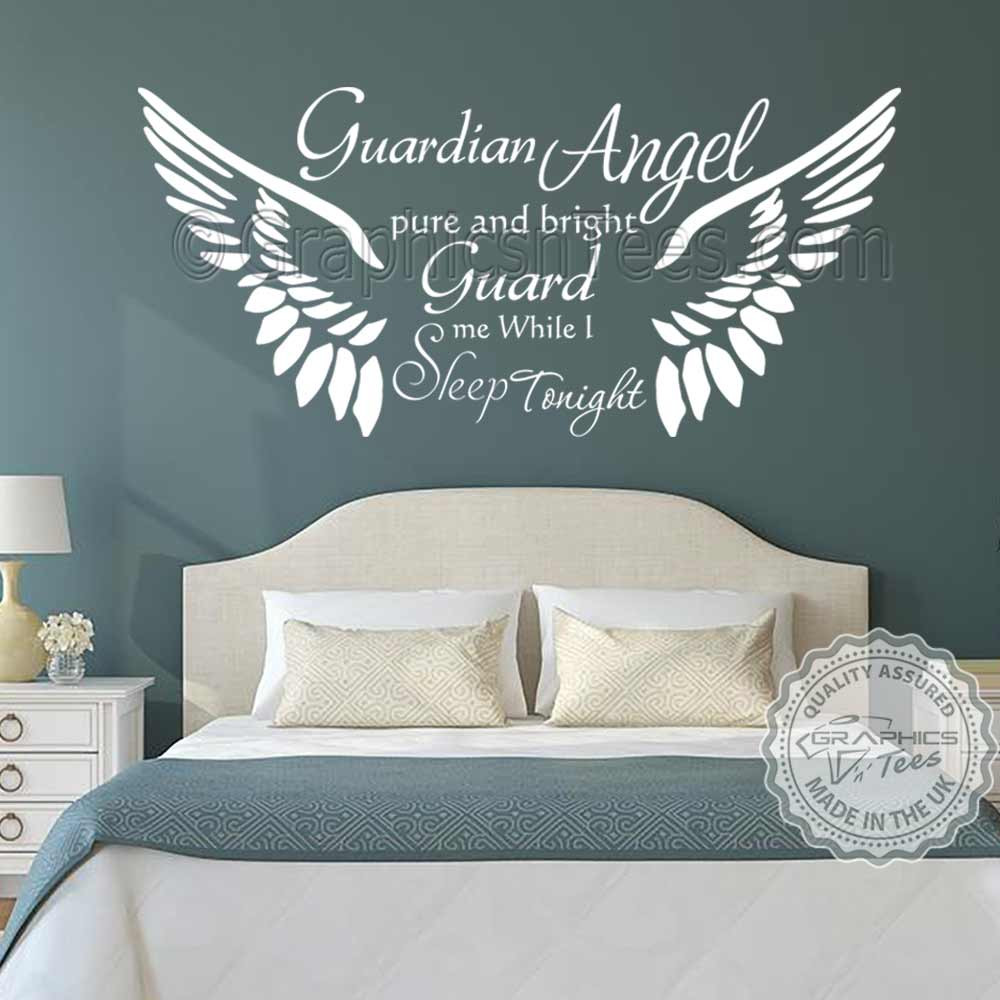Bedroom Wall Decals
 Guardian Angel Bedroom Wall Sticker Quote With Angel Wings