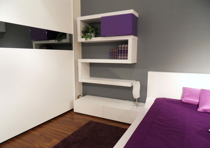 Bedroom Wall Shelves
 Modern Bedroom Design with Unusual Wall Shelves