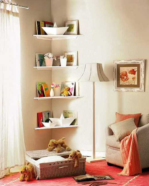 Bedroom Wall Shelves
 Simple DIY Corner Book Shelves Adding Storage Spaces to