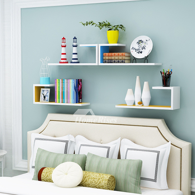 Bedroom Wall Shelves
 Wooden Wall Shelves Rectangular White Hanging Storage Bedroom