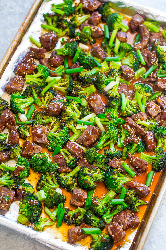 Beef Sheet Pan Dinners
 Sheet Pan Chinese Beef and Broccoli 15 Minutes Averie