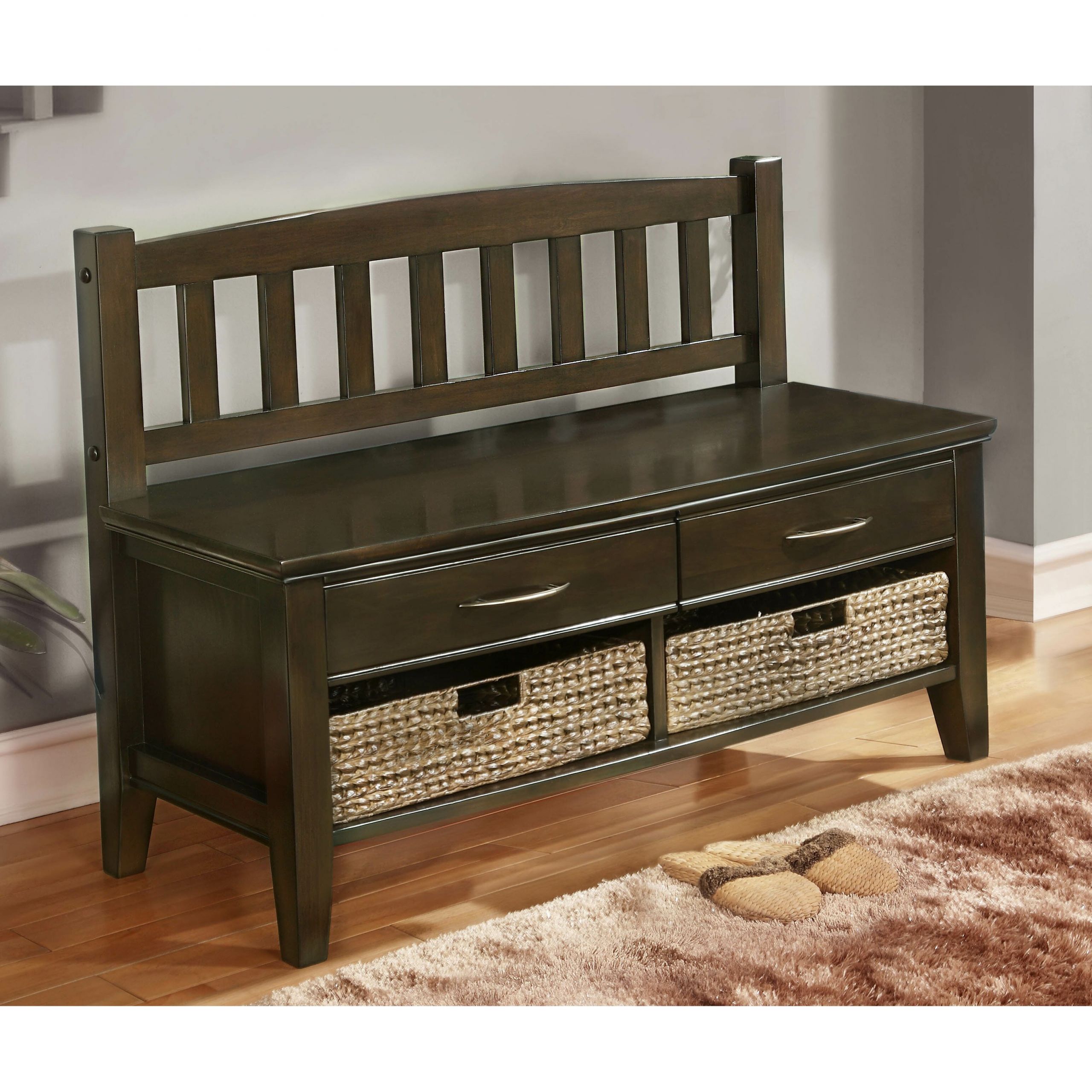 Benches With Storage
 Williamsburg Wood Storage Entryway Bench with Drawers and