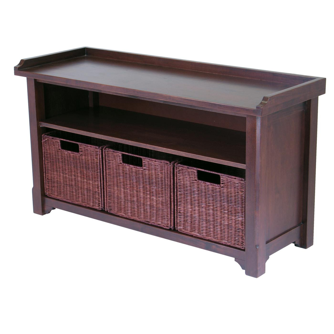 Benches With Storage
 Winsome Bench with Storage shelf and 3 Small Baskets 2