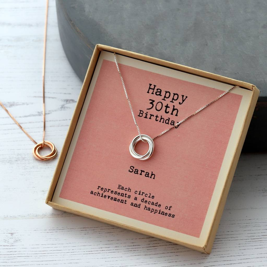 Best 30th Birthday Gifts For Her
 sterling silver happy 30th birthday necklace by attic