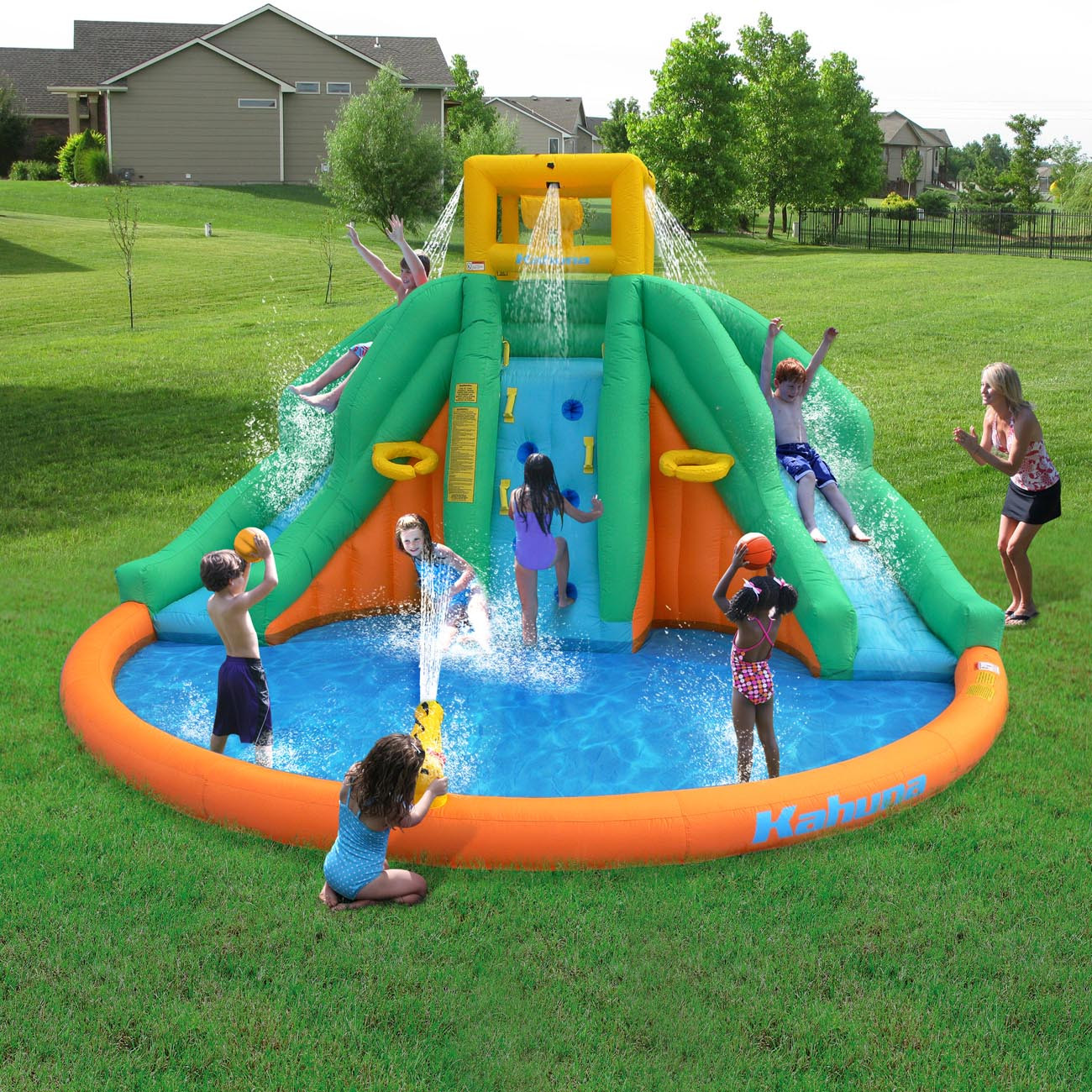 Best Backyard Water Toys
 Magic Time Twin Peaks Kids Inflatable Splash Pool Backyard