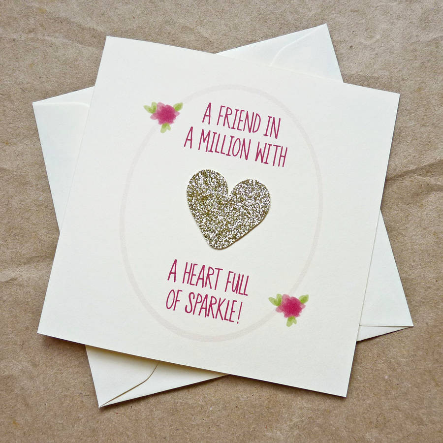 Best Friends Birthday Cards
 Gold heart Full Sparkle Best Friend Birthday Card By