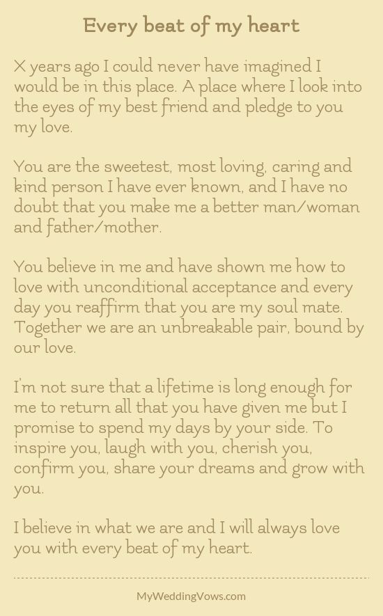 Best Wedding Vows Ever Heard
 Every beat of my heart