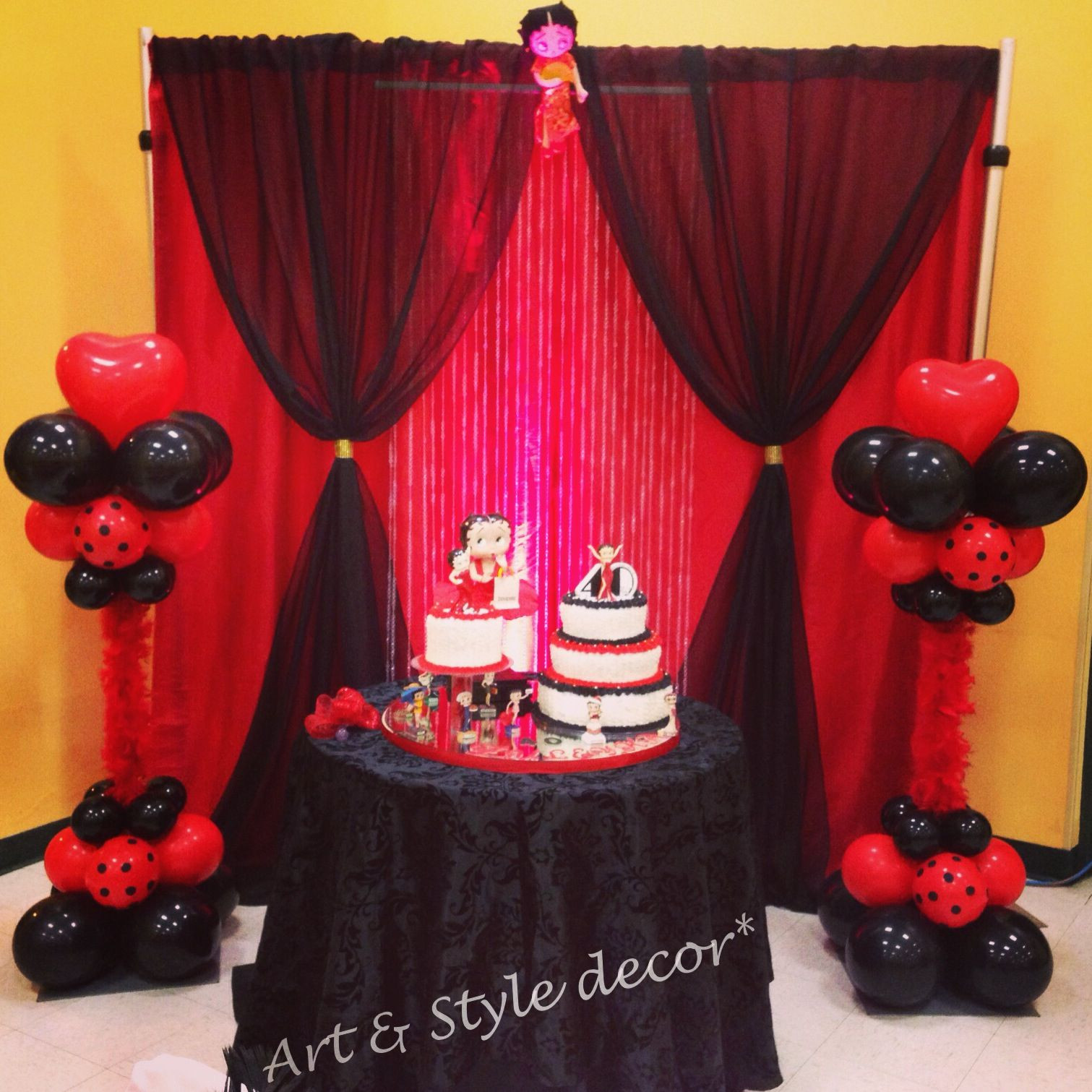 Betty Boop Birthday Decorations
 Betty boop theme party Cake area decor