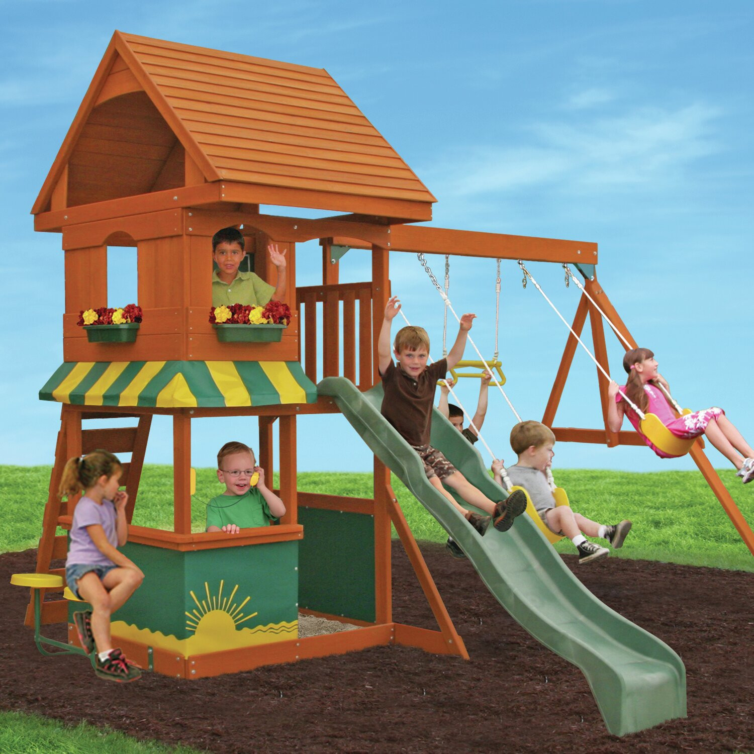 Big Backyard Swing Sets
 Big Backyard Magnolia Wooden Swing Set & Reviews
