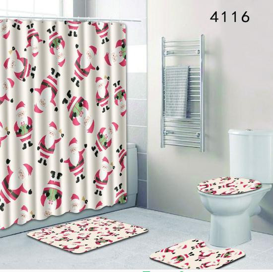 Big Lots Kitchen Curtains
 4PCS LOT Shower Curtain Christmas Curtains Printed Santa