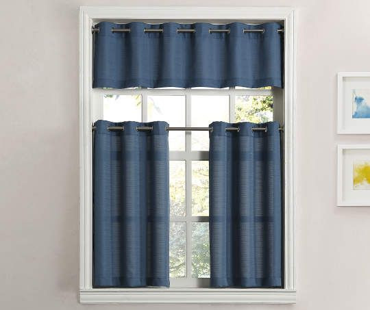 Big Lots Kitchen Curtains
 Living Colors Blue Tucker Tier & Valance 3 Piece Set