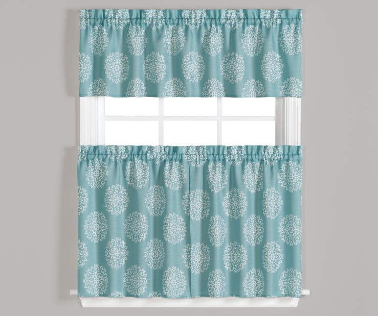 Big Lots Kitchen Curtains
 Living Colors Carthage Aqua & White Kitchen Tier & Valance