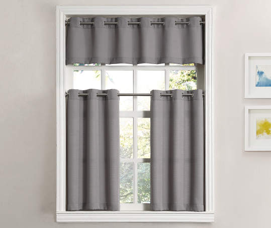 Big Lots Kitchen Curtains
 Gray Tucker Tier & Valance 3 Piece Set