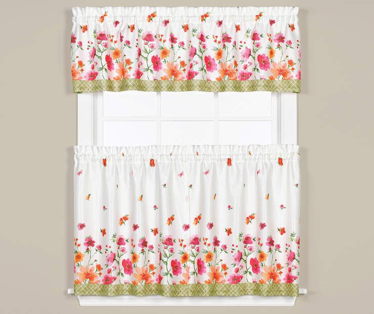 Big Lots Kitchen Curtains
 Living Colors Flower Trail 3 Piece Tier & Valance Set