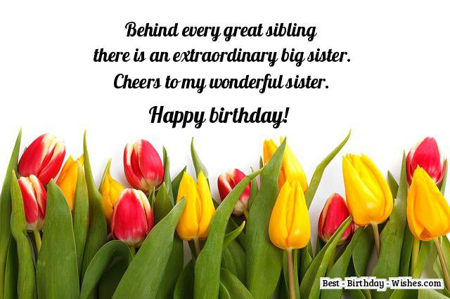 Big Sister Birthday Wishes
 65 Birthday Wishes for Sister Messages & Quotes for a