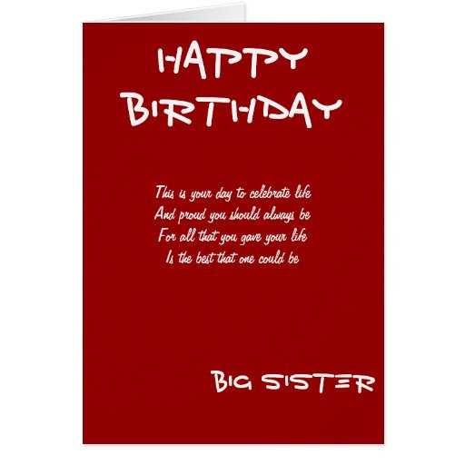 Big Sister Birthday Wishes
 Big sister birthday greeting cards