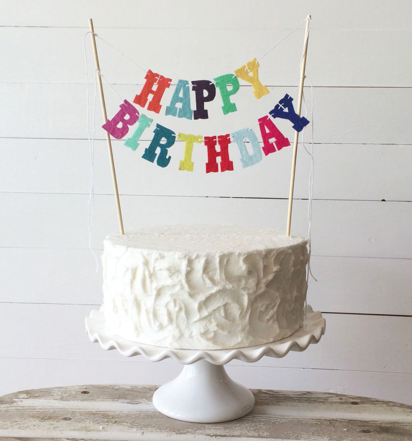 Birthday Cake Banner
 Custom Happy Birthday felt banner cake topper stiffened felt