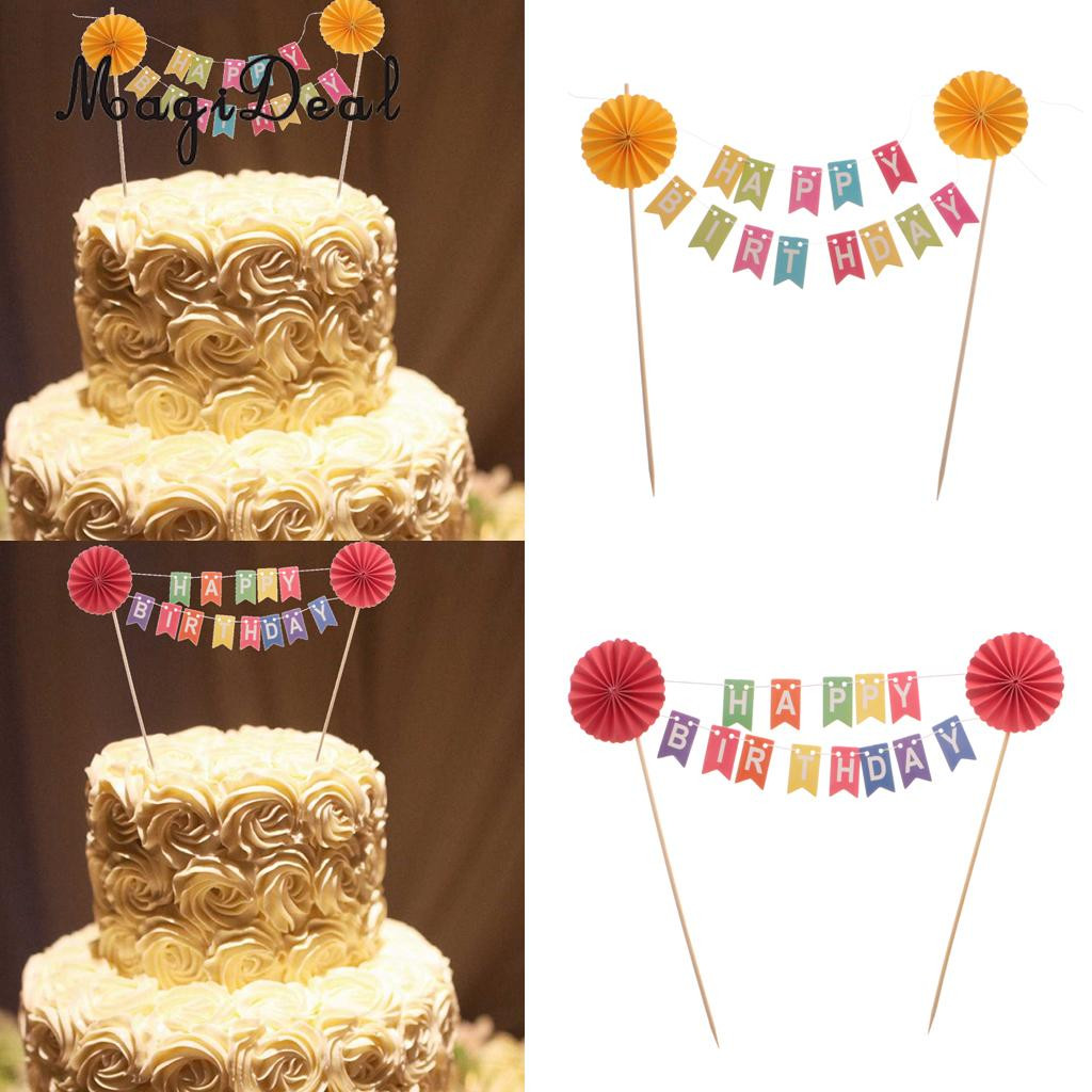 Birthday Cake Banner
 Happy Birthday Cake Banner Flag Sign Birthday Party Paper