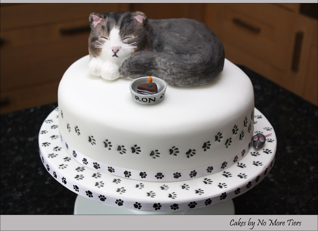 Birthday Cake For Cats
 Sculpted cat cake with edible cat topper