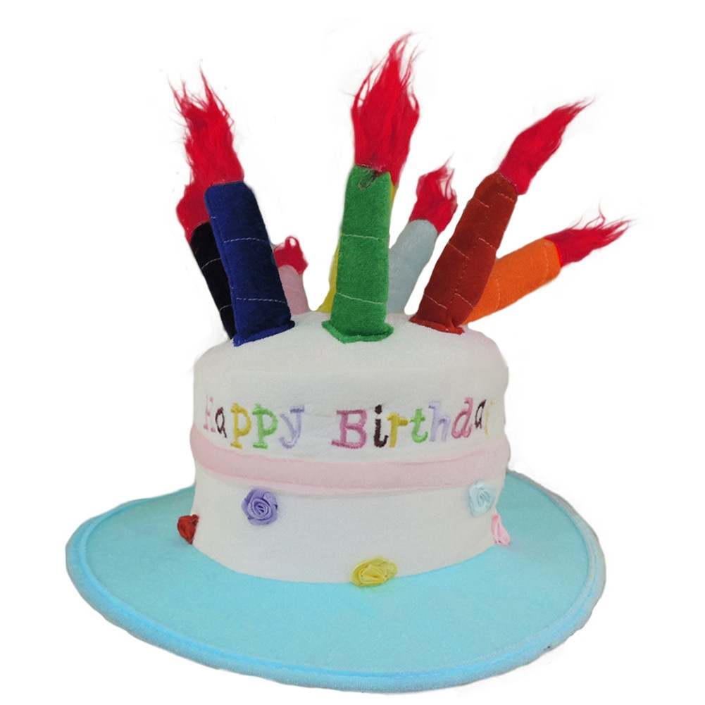 Birthday Cake Hat
 Velvet Birthday Cake Hat With Lighted Candles