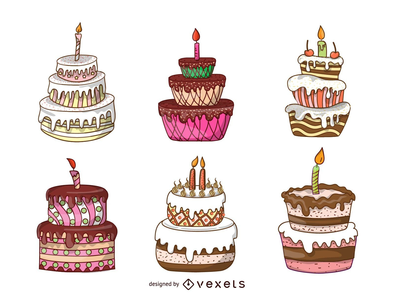 Birthday Cake Illustration
 Isolated cake illustration set Vector