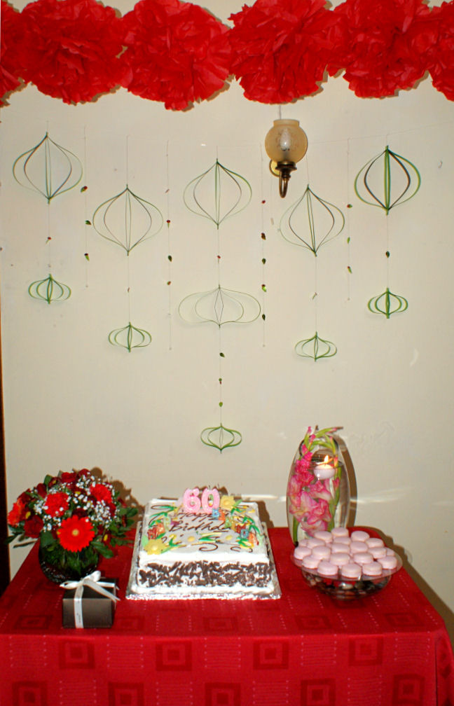 Birthday Cake Table Decorations
 L Atelier Red& Green birthday cake table decor