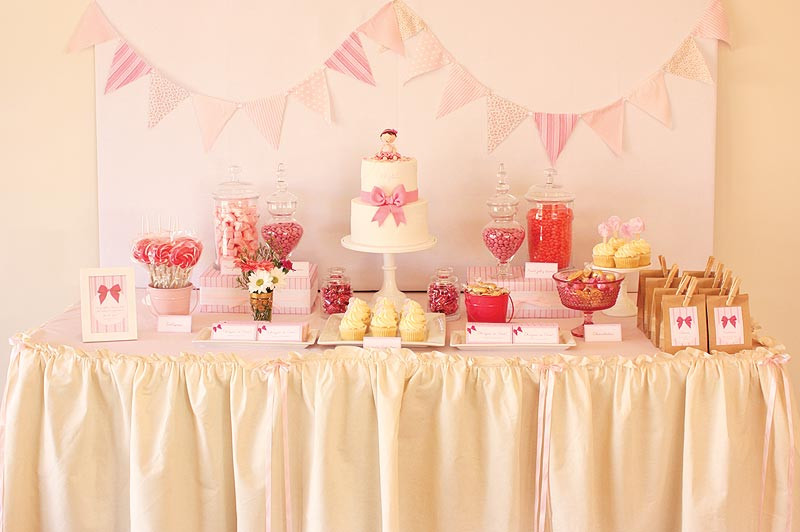 Birthday Cake Table Decorations
 Cake Ink Pretty pink first birthday