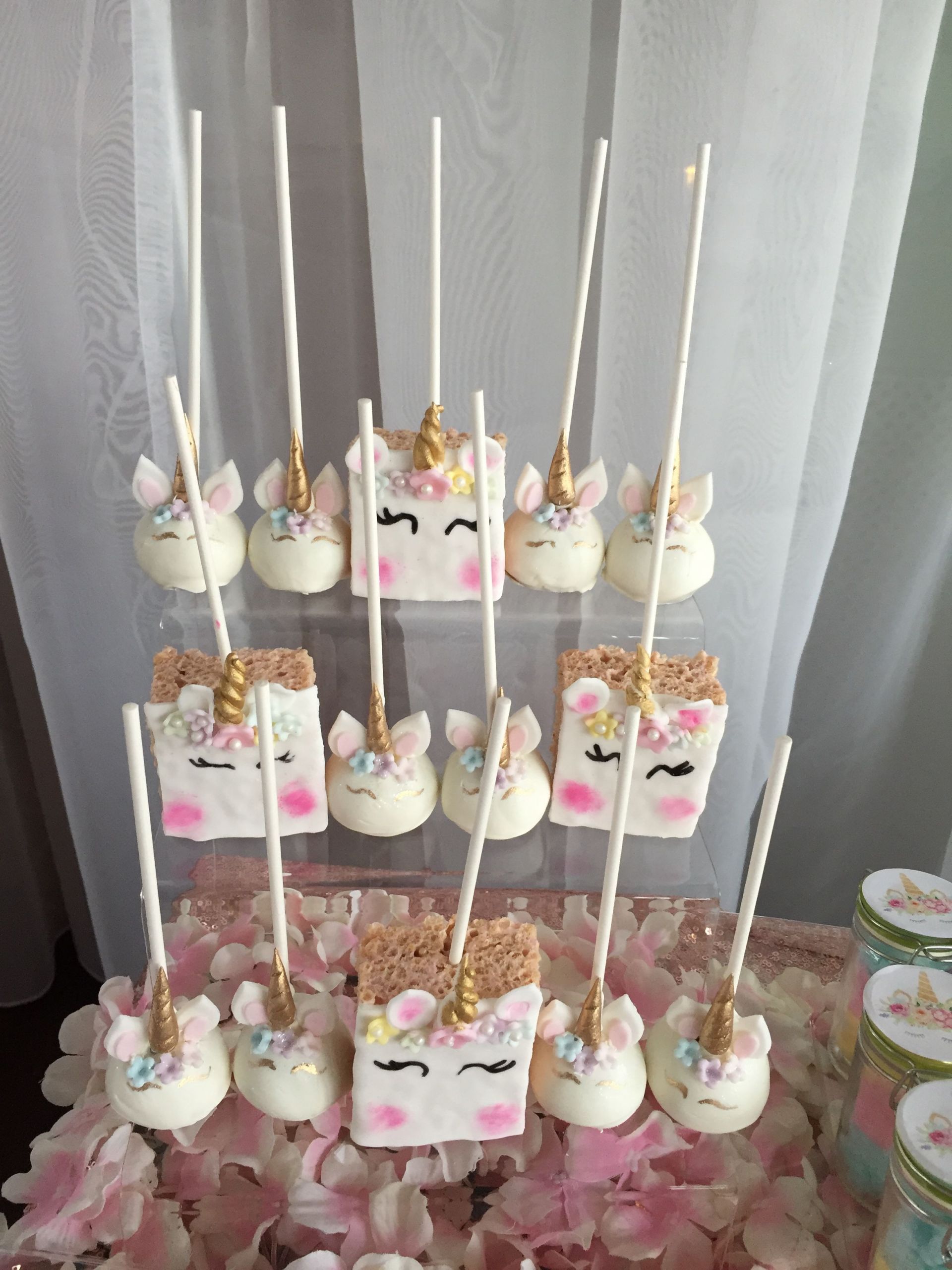 Birthday Cake Table Decorations
 Unicorn party cake dessert table decor pastel