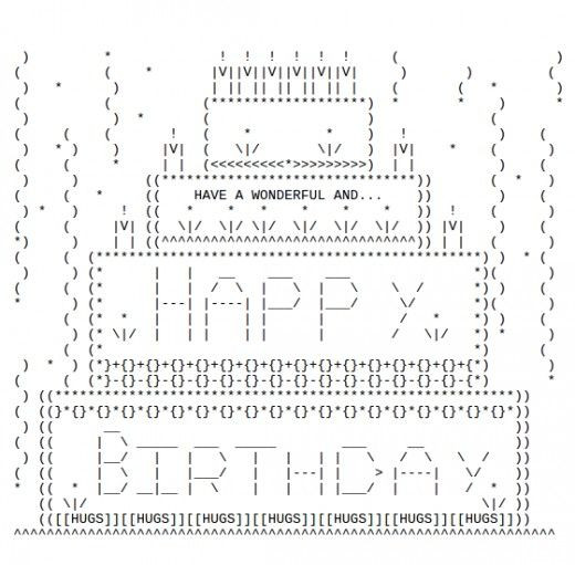 Birthday Cake Text Art
 Happy Birthday ASCII Text Art