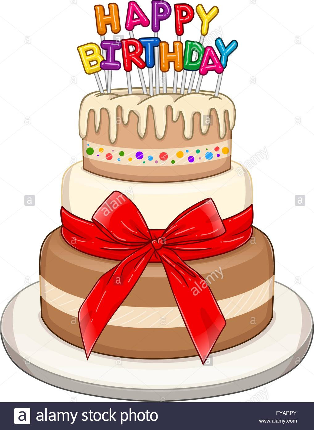 Birthday Cake Text Art
 Vector illustration of 3 floors birthday cake with Happy