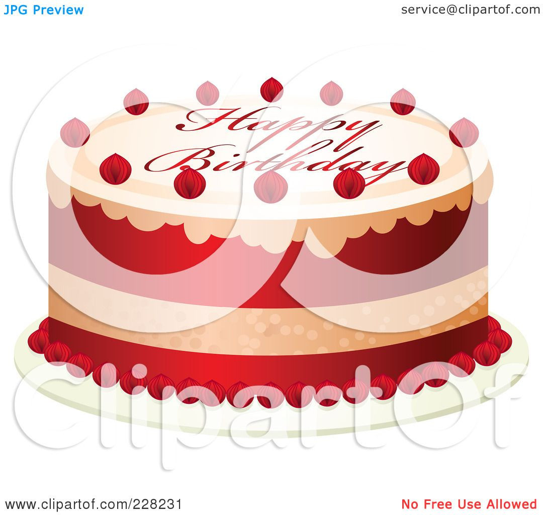 Birthday Cake Text Art
 Royalty Free RF Clipart Illustration of a Red And White