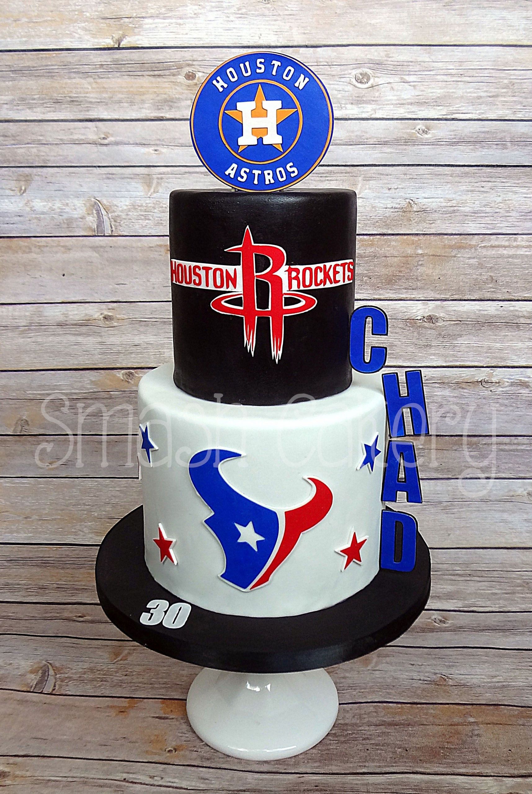 Birthday Cakes Houston
 Houston Astros Rockets and Texans themed fondant cake