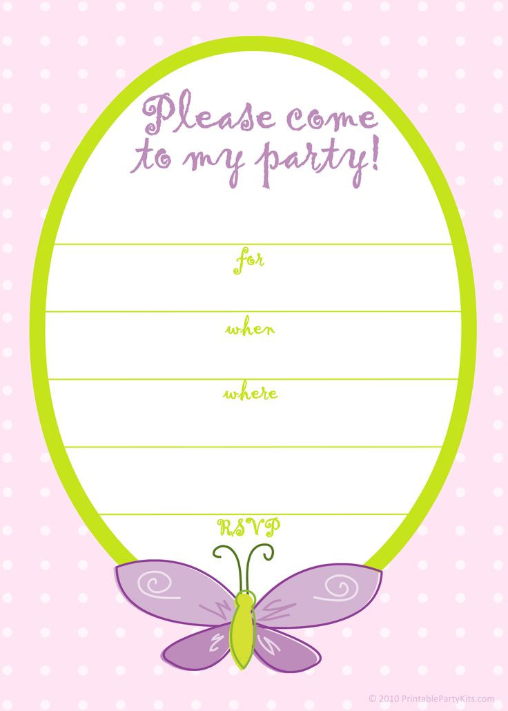 Birthday Card Invitation Template
 Butterfly Birthday Invitations Template – Bagvania