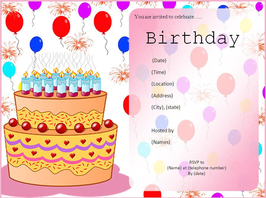 Birthday Card Invitation Template
 Invitation Templates