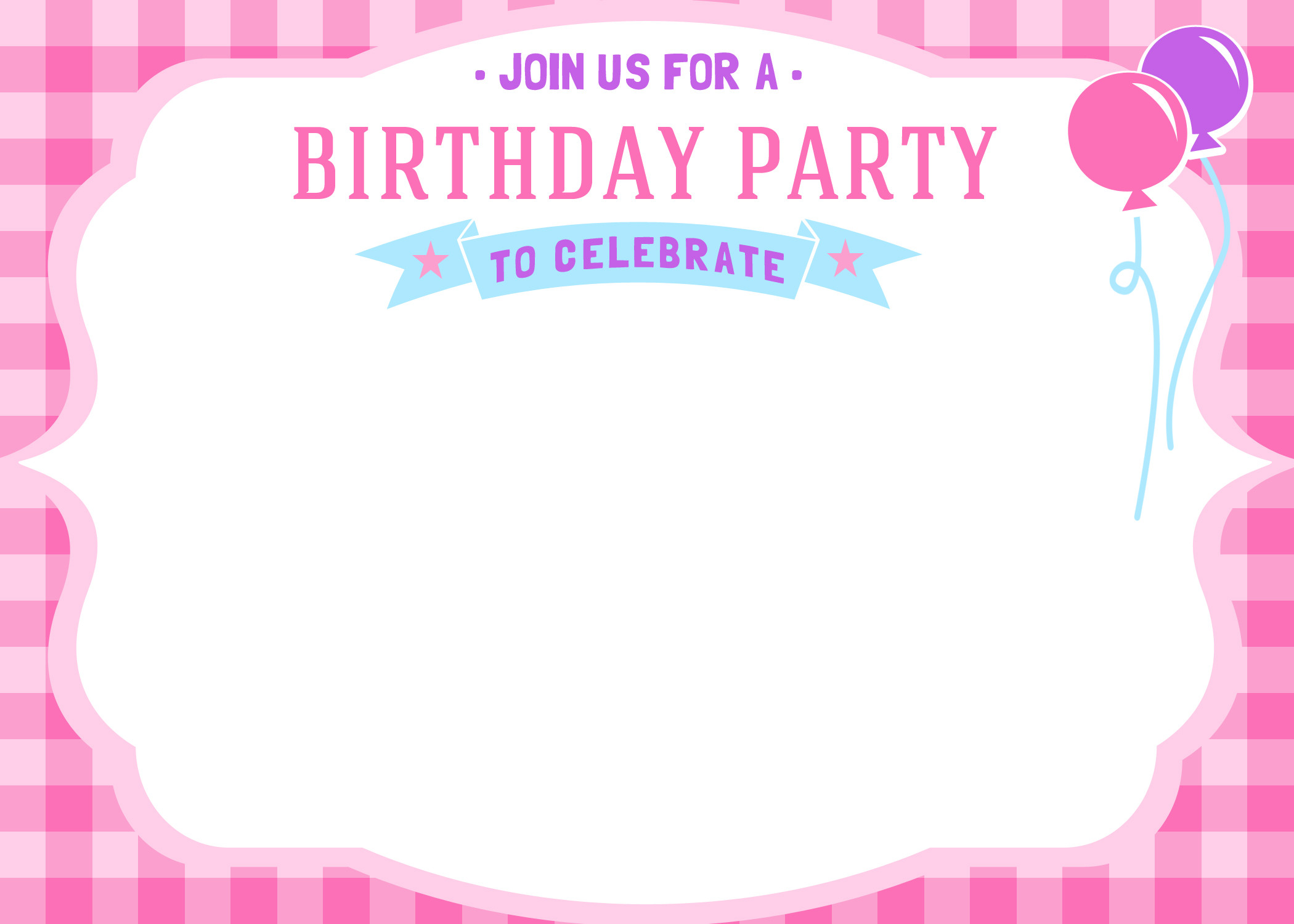 Birthday Card Invitation Template
 Free Printable Girls Birthday Invitations – FREE Printable