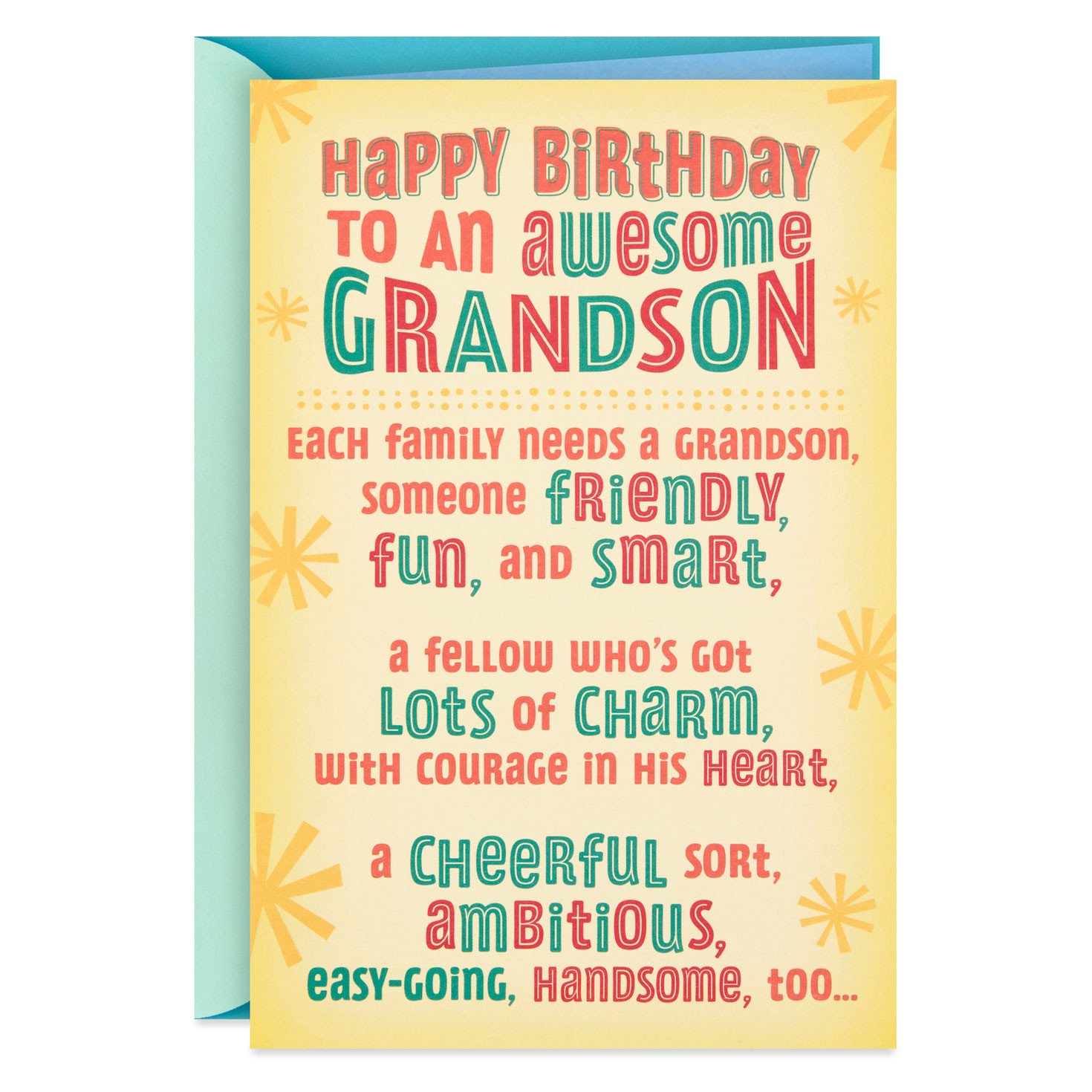 Birthday Cards For Grandson
 Cheerful Handsome Fun Smart Grandson Birthday Card