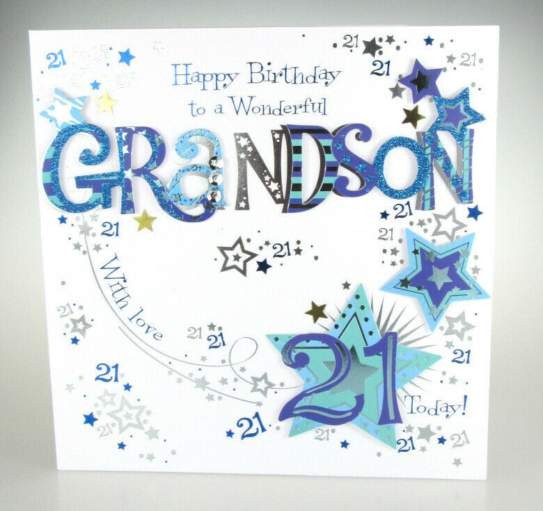 Birthday Cards For Grandson
 Happy Birthday GRANDSON 21 Today Special LARGE Hand