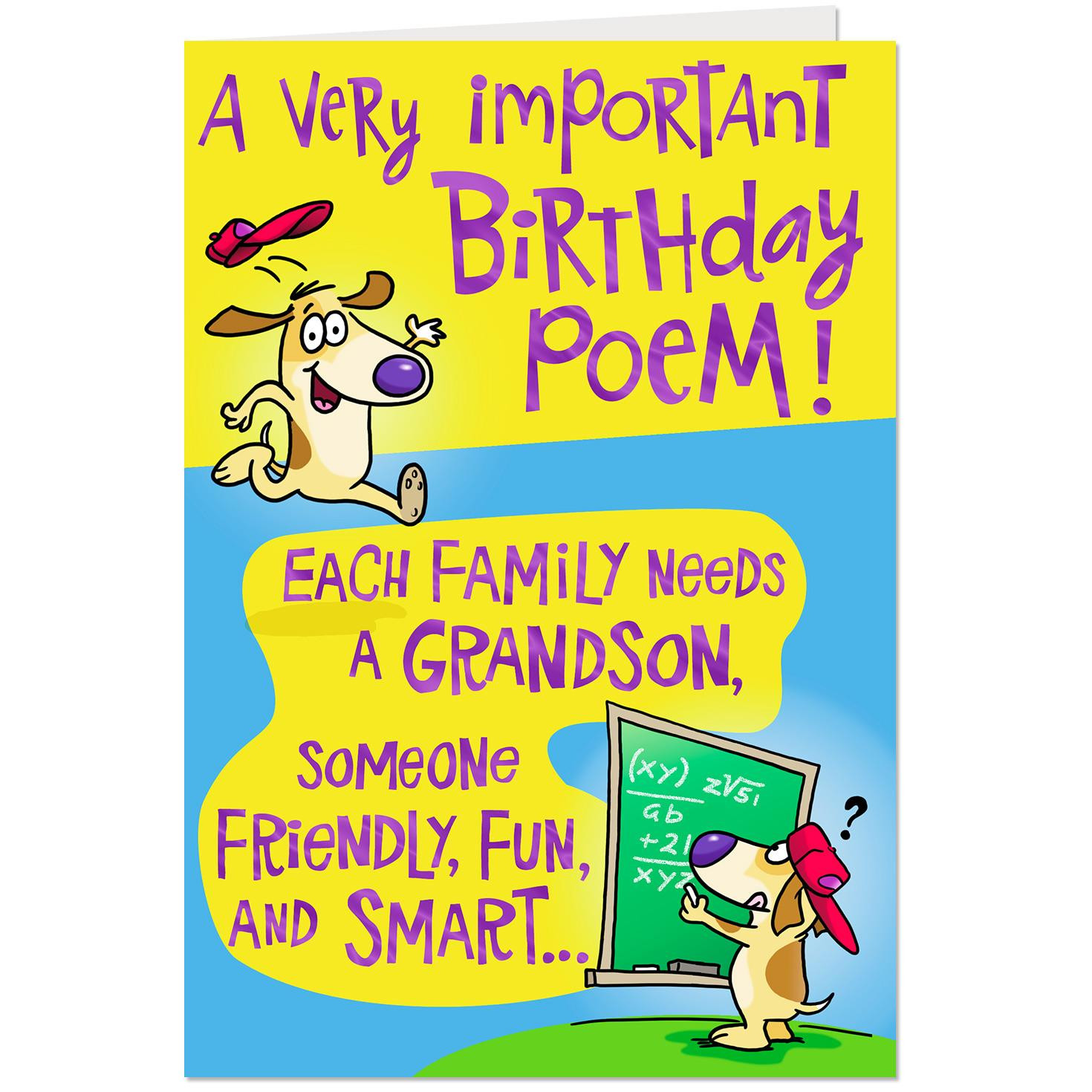 Birthday Cards For Grandson
 Poem for a Fun Grandson Birthday Card Greeting Cards