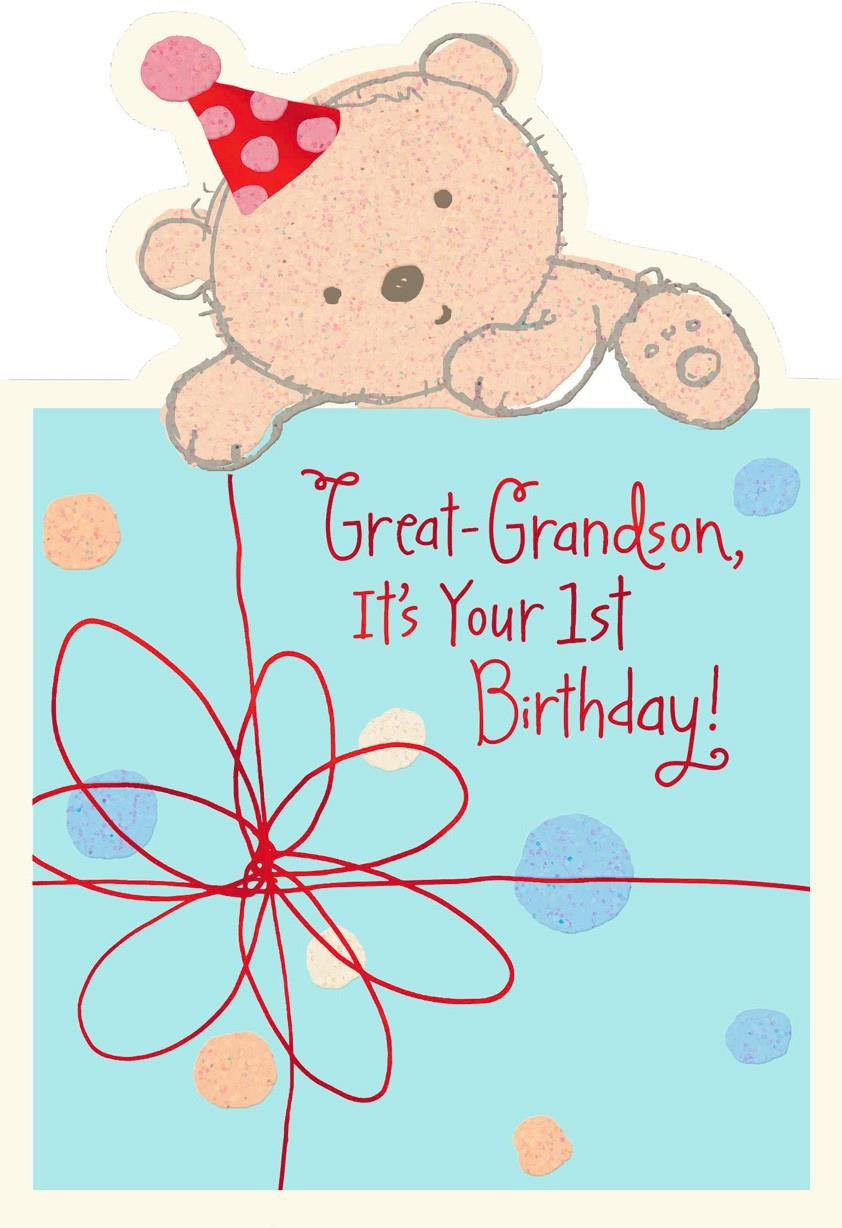 Birthday Cards For Grandson
 Baby Bear 1st Birthday Card for Great Grandson Greeting