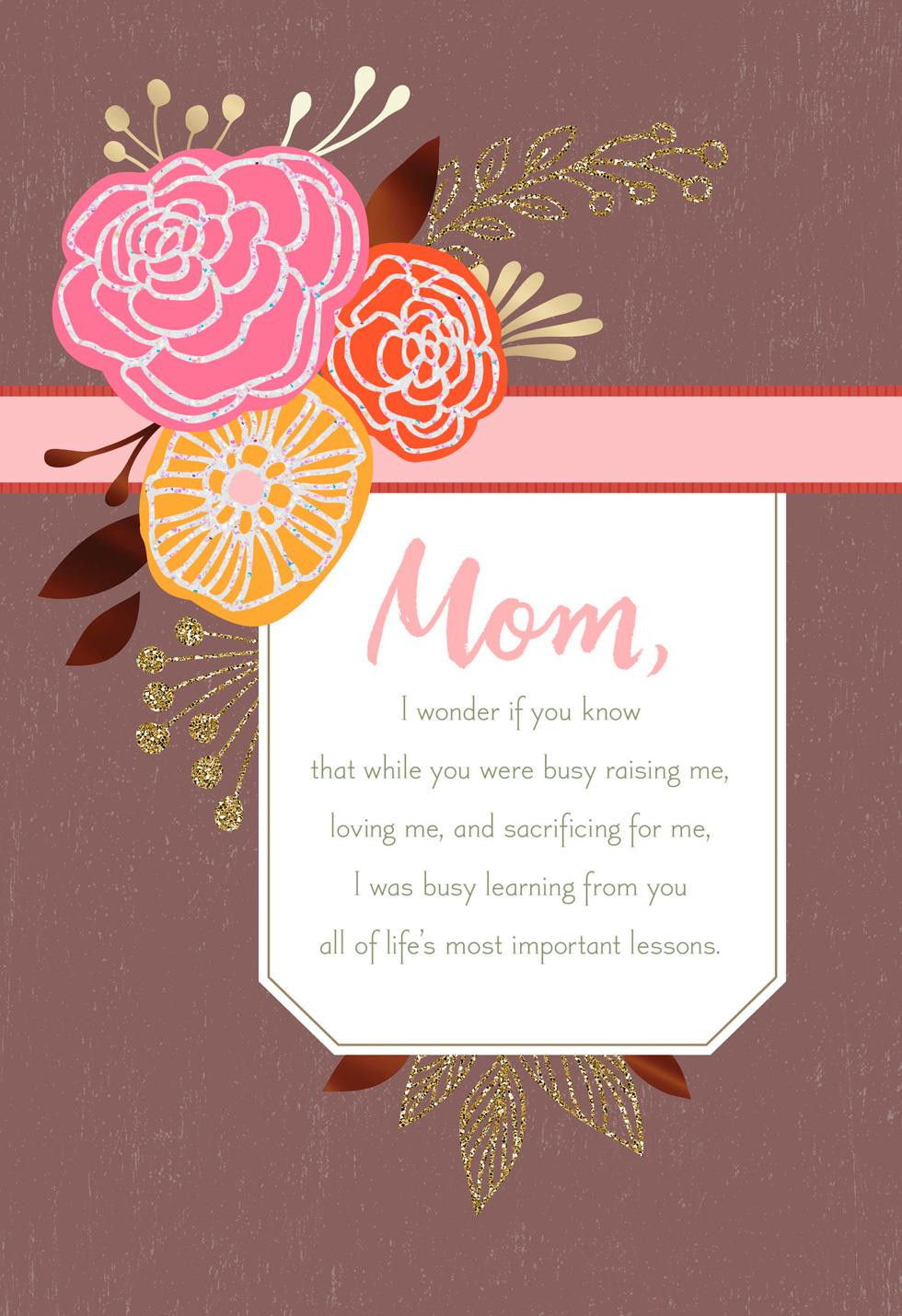 Birthday Cards For Mom
 Life s Most Important Lessons Birthday Card for Mom